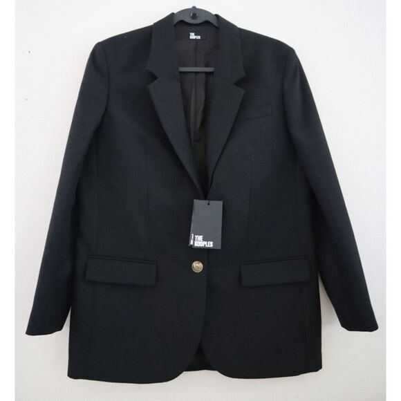 The Kooples FVES27095K Women's Sz 36 Black Wool-Blend Oversized Fit Blazer - Picture 1 of 9
